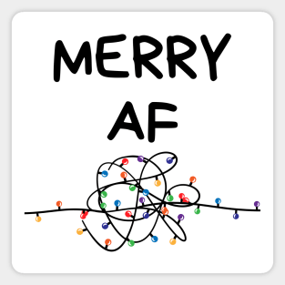 Christmas Humor. Rude, Offensive, Inappropriate Christmas Card. Merry AF. Black Magnet